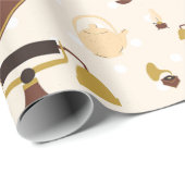 Vintage Retro-Antiqua-Phonograph Mannequin sepia Geschenkpapier (Rolleneckpunkt)