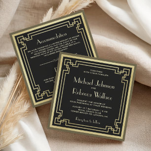 Vintage Retro Art Deco Alles in Einem Hochzeit Einladung