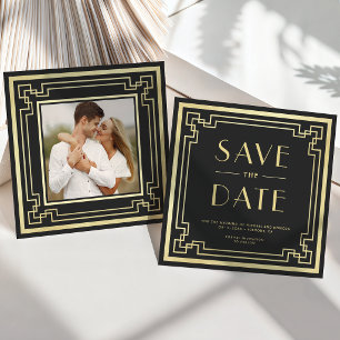 Vintage Retro Art Deco Foto Hochzeit Save The Date