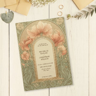 Vintage Retro Art Nouveau Botanischer Garten Rahme Einladung