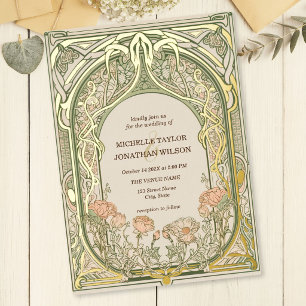 Vintage Retro Art Nouveau Botanischer Garten Rahme Folieneinladung