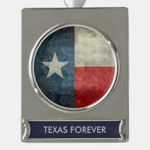 Vintage retro Artverzierung der Texas-Staatsflagge Banner-Ornament Silber