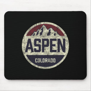 Vintage Retro Aspen Colorado Berg Kreis Skifahren Mousepad