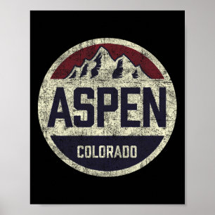 Vintage Retro Aspen Colorado Berg Kreis Skifahren Poster