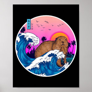 Vintage Retro-Ästhetik Japan Große Welle Nagetiere Poster