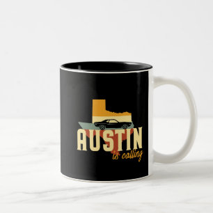 Vintage Retro Austin Texas TX USA Stadtplan Zweifarbige Tasse