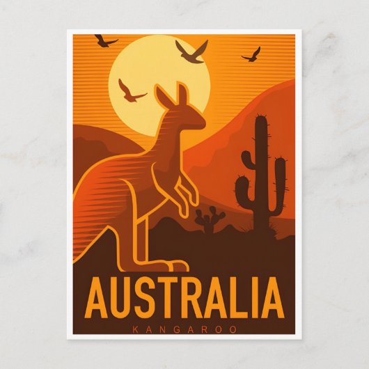 Vintage Retro Australien Kangaroo Australie Postkarte (Vorderseite)
