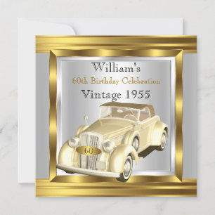 Vintage Retro Auto Gatsby Deco Gold Creme Silber Einladung