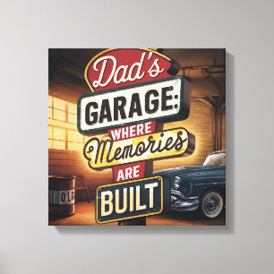 Vintage Retro-Automobilschild 'Dad's Garage' Leinwanddruck