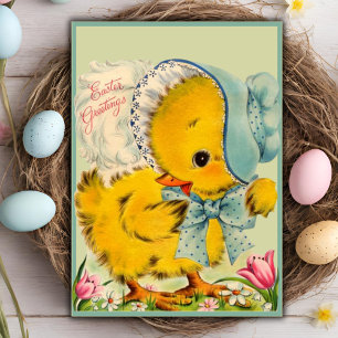 Vintage Retro Baby Chick Oaster Grußkarten Feiertagskarte