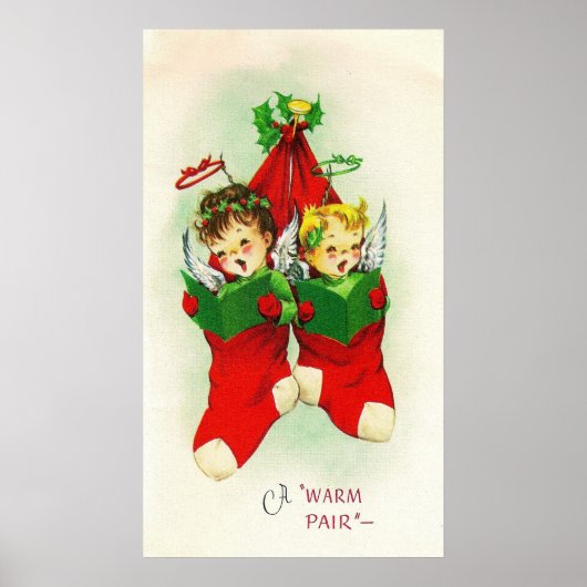 Vintage Retro-Babys singen Weihnachtspostel Poster (Vorne)