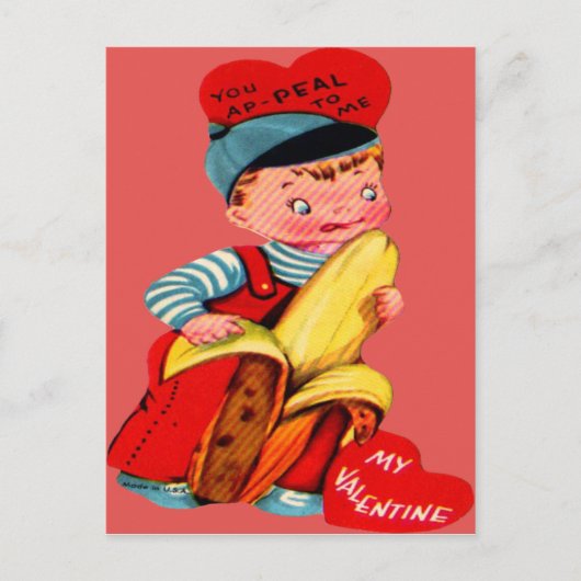 Vintage Retro Banana Valentine Card Feiertagspostkarte (Vorderseite)