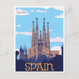 vintage retro Barcelona Spanien Reise Kunst Postkarte