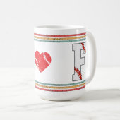 Vintage Retro Baseball Buchstabe F abgenutzt Kaffeetasse (VorderseiteRechts)