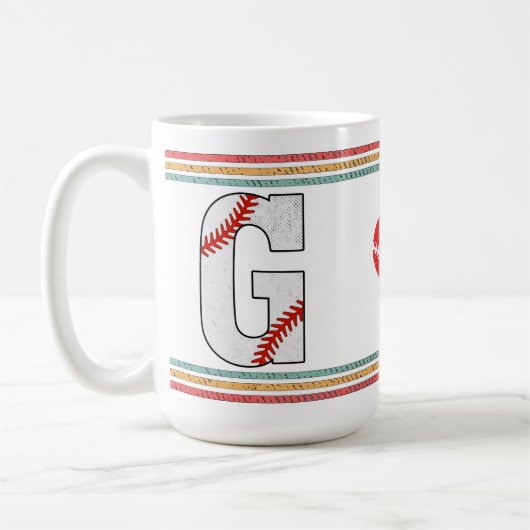 Vintage Retro Baseball Buchstabe G Old School Kaffeetasse (Links)