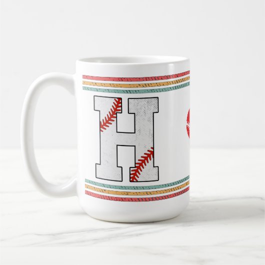 Vintage Retro Baseball-Buchstabe H Athletik Kaffeetasse (Links)