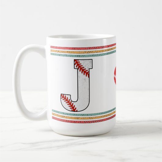 Vintage Retro Baseball Buchstabe J Varsity Kaffeetasse (Links)