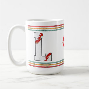 Vintage Retro Baseball-Buchstabe L Kunstwerk Kaffeetasse