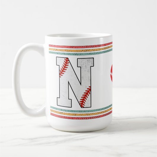 Vintage Retro Baseball-Buchstabe N Klassiker Kaffeetasse (Links)
