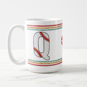 Vintage Retro Baseball Buchstabe Q Athletik Kaffeetasse