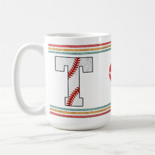 Vintage Retro Baseball-Buchstabe T Design Kaffeetasse