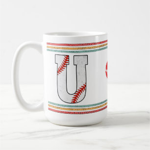 Vintage Retro Baseball Buchstabe U Kunstwerk Kaffeetasse