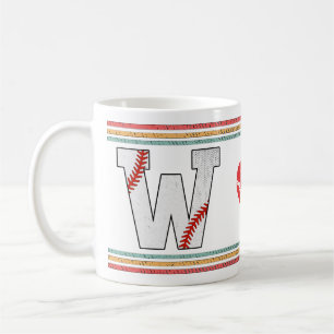 Vintage Retro Baseball-Buchstabe W Typografie Kaffeetasse