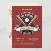 Vintage Retro-Baseball-Hochzeit Einladung (Vorne/Hinten)