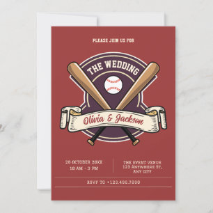 Vintage Retro-Baseball-Hochzeit Einladung