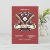 Vintage Retro-Baseball-Kinderdusche Einladung (Stehend Vorderseite)