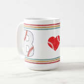 Vintage Retro Baseball Letter B Artwork Kaffeetasse (Vorderseite Links)