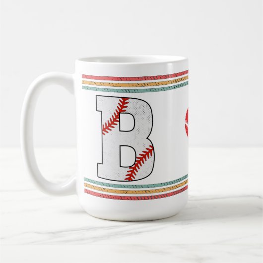 Vintage Retro Baseball Letter B Artwork Kaffeetasse (Links)