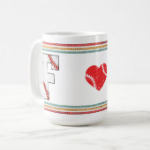 Vintage Retro Baseball Letter F Distressed Kaffeetasse (Vorderseite Links)