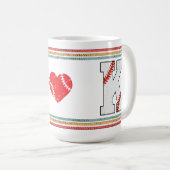 Vintage Retro Baseball Letter K Design Kaffeetasse (VorderseiteRechts)