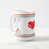 Vintage Retro Baseball Letter K Design Kaffeetasse (Vorderseite Links)