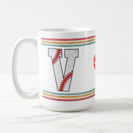 Vintage Retro Baseball Letter V Design Kaffeetasse