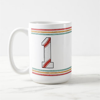 Vintage Retro Baseball Number 1 Design Kaffeetasse