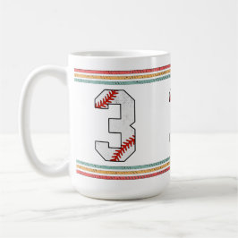 Vintage Retro Baseball Number 3 Typography Kaffeetasse