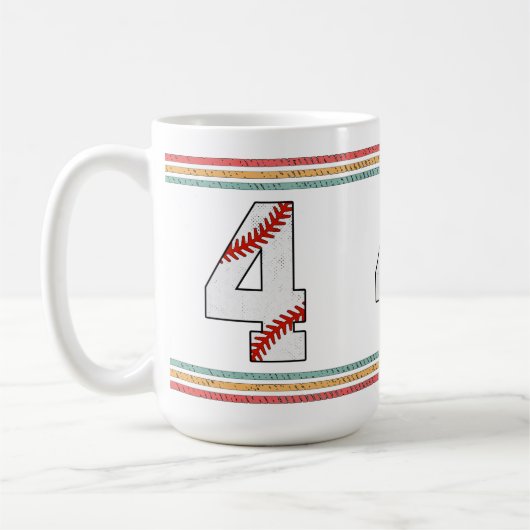 Vintage Retro Baseball Number 4 Classic Kaffeetasse (Links)