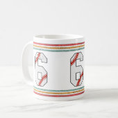 Vintage Retro Baseball Number 6 Old School Kaffeetasse (Vorderseite Links)