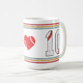 Vintage Retro Baseball Nummer 10 Design Kaffeetasse (VorderseiteRechts)