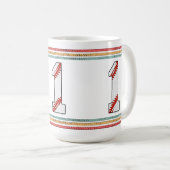 Vintage Retro Baseball Nummer 1 Design Kaffeetasse (VorderseiteRechts)