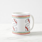 Vintage Retro Baseball Nummer 2 Kunstwerk Kaffeetasse (VorderseiteRechts)