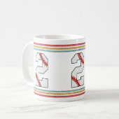 Vintage Retro Baseball Nummer 2 Kunstwerk Kaffeetasse (Vorderseite Links)