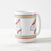 Vintage Retro Baseball Nummer 4 Klassiker Kaffeetasse (VorderseiteRechts)