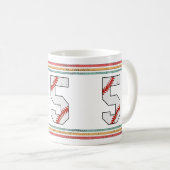 Vintage Retro Baseball Nummer 5 abgenutzt Kaffeetasse (VorderseiteRechts)