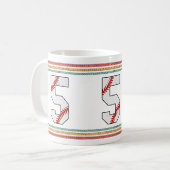 Vintage Retro Baseball Nummer 5 abgenutzt Kaffeetasse (Vorderseite Links)