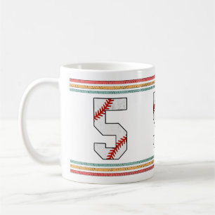 Vintage Retro Baseball Nummer 5 abgenutzt Kaffeetasse