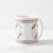 Vintage Retro Baseball Nummer 6 Old School Kaffeetasse (VorderseiteRechts)