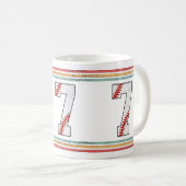 Vintage Retro Baseball Nummer 7 Athletik Kaffeetasse (VorderseiteRechts)